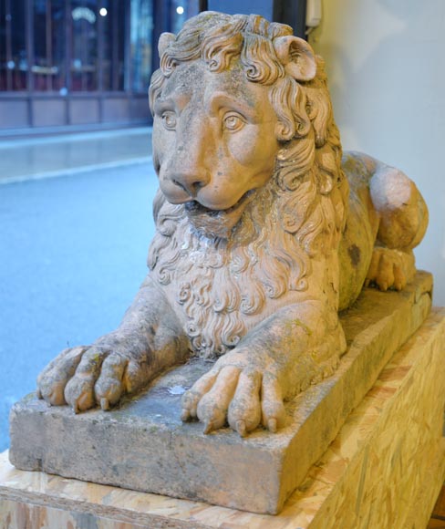 Paire de statues de lion en terre cuite, XVIIIe siècle-5