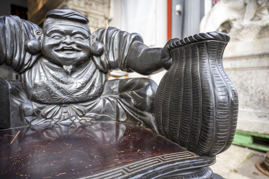 Paire de fauteuils japonais sculptés – Ebisu et Daikoku-4