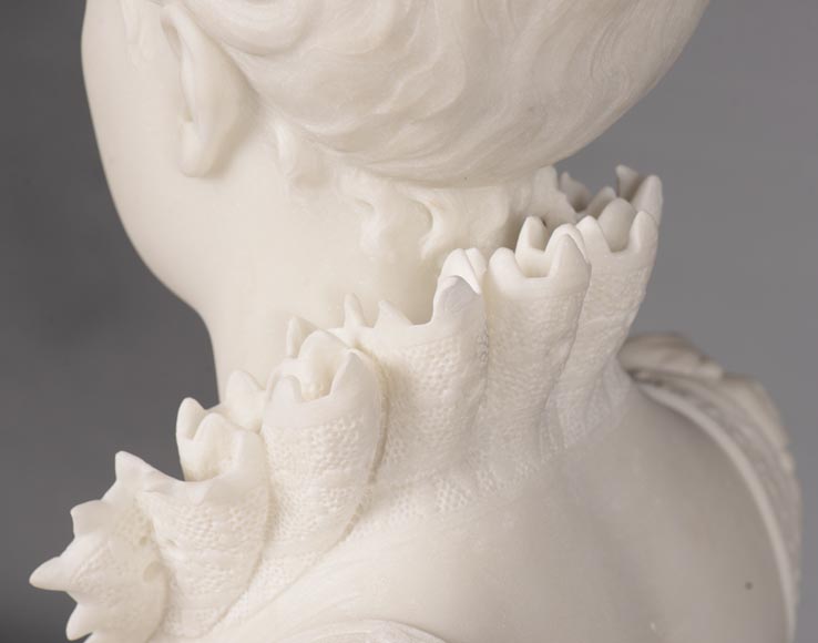 FAURE DE BROUSSÉ - Buste de femme en costume Renaissance, en marbre statuaire-9