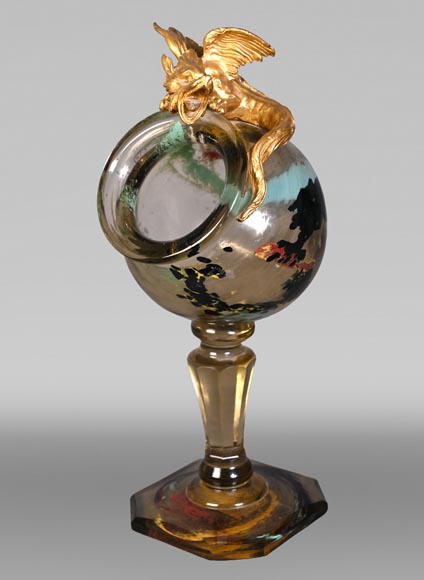 ESCALIER DE CRISTAL, François-Eugène ROUSSEAU & Ernest LÉVEILLÉ , vase japonisant en verre polychrome à monture au dragon en bronze doré ESCALIER DE CRISTAL, François-Eugène ROUSSEAU & Ernest LÉVEILLÉ , vase japonisant en verre polychrome à monture au dragon en bronze doré-0