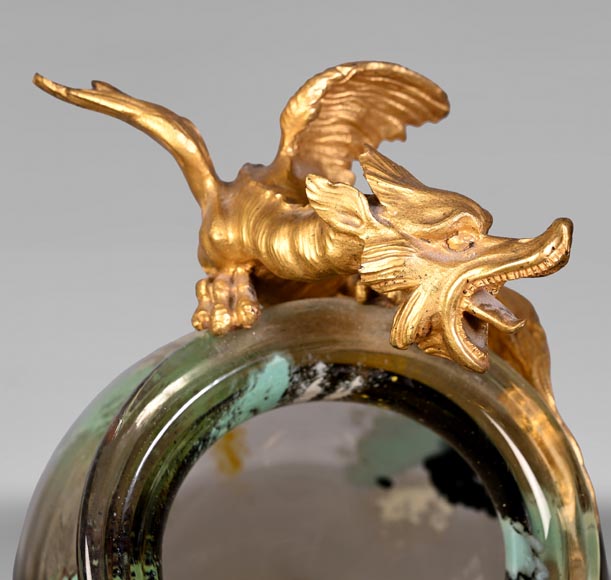 ESCALIER DE CRISTAL, François-Eugène ROUSSEAU & Ernest LÉVEILLÉ , vase japonisant en verre polychrome à monture au dragon en bronze doré ESCALIER DE CRISTAL, François-Eugène ROUSSEAU & Ernest LÉVEILLÉ , vase japonisant en verre polychrome à monture au dragon en bronze doré-2