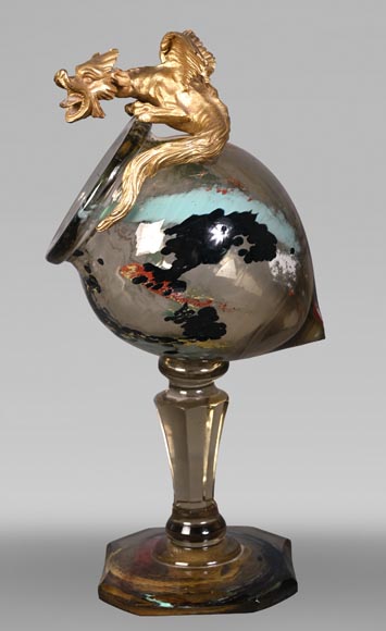 ESCALIER DE CRISTAL, François-Eugène ROUSSEAU & Ernest LÉVEILLÉ , vase japonisant en verre polychrome à monture au dragon en bronze doré ESCALIER DE CRISTAL, François-Eugène ROUSSEAU & Ernest LÉVEILLÉ , vase japonisant en verre polychrome à monture au dragon en bronze doré-5