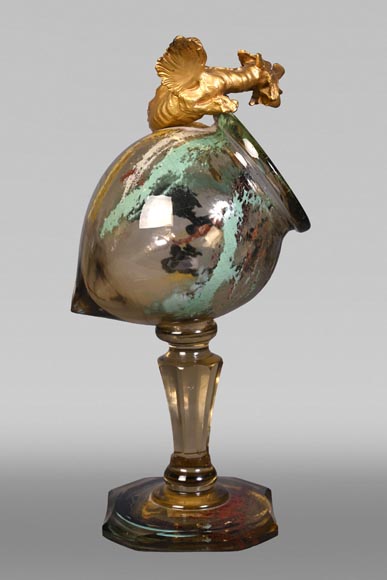 ESCALIER DE CRISTAL, François-Eugène ROUSSEAU & Ernest LÉVEILLÉ , vase japonisant en verre polychrome à monture au dragon en bronze doré ESCALIER DE CRISTAL, François-Eugène ROUSSEAU & Ernest LÉVEILLÉ , vase japonisant en verre polychrome à monture au dragon en bronze doré-11
