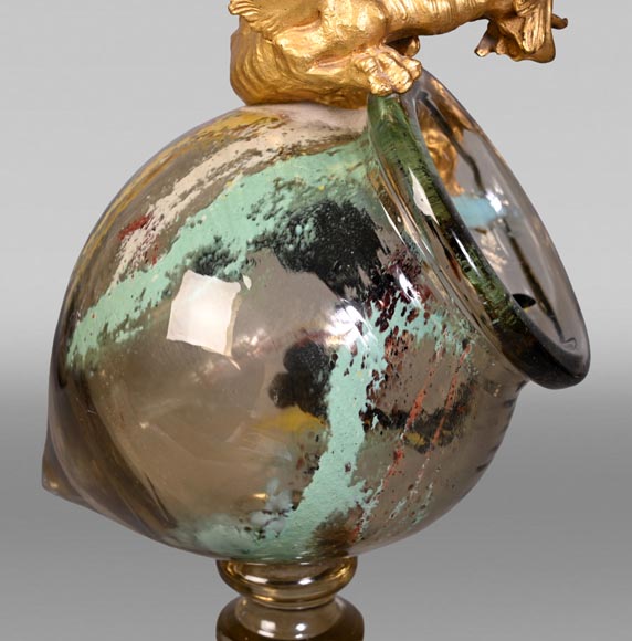 ESCALIER DE CRISTAL, François-Eugène ROUSSEAU & Ernest LÉVEILLÉ , vase japonisant en verre polychrome à monture au dragon en bronze doré ESCALIER DE CRISTAL, François-Eugène ROUSSEAU & Ernest LÉVEILLÉ , vase japonisant en verre polychrome à monture au dragon en bronze doré-12