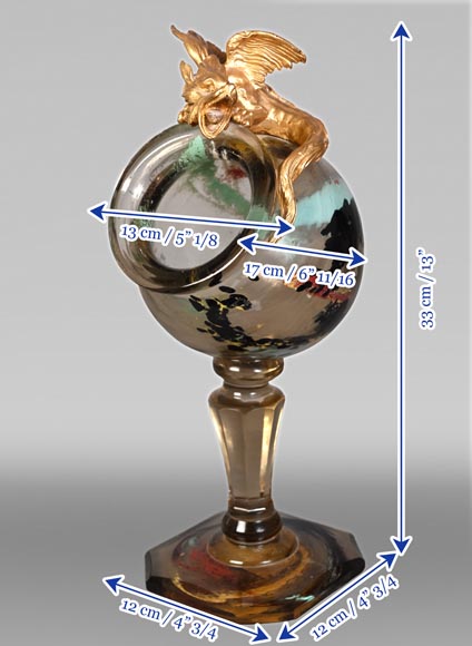 ESCALIER DE CRISTAL, François-Eugène ROUSSEAU & Ernest LÉVEILLÉ , vase japonisant en verre polychrome à monture au dragon en bronze doré ESCALIER DE CRISTAL, François-Eugène ROUSSEAU & Ernest LÉVEILLÉ , vase japonisant en verre polychrome à monture au dragon en bronze doré-15