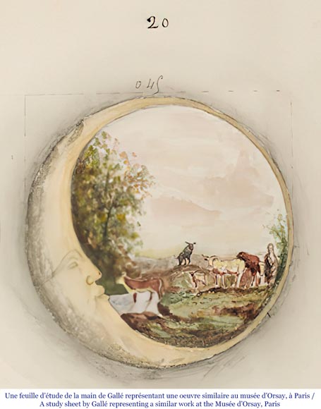 Une pièce rare d’Emile GALLÉ, lune et fantaisie paysagère d’après Joseph Vernet-1