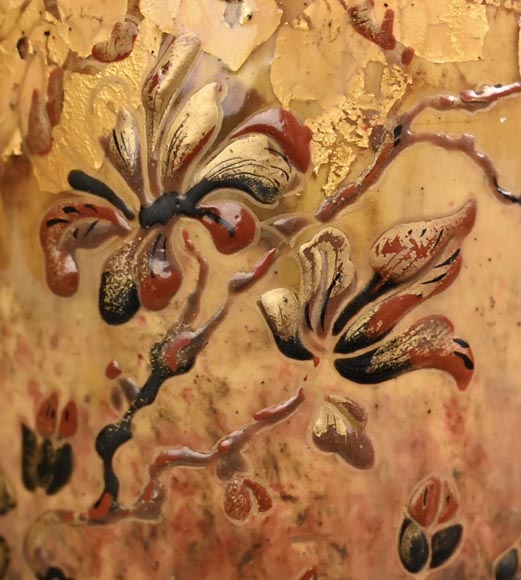 Fleurs et Paillons d’or,  vase en céramique d’Emile GALLÉ-6
