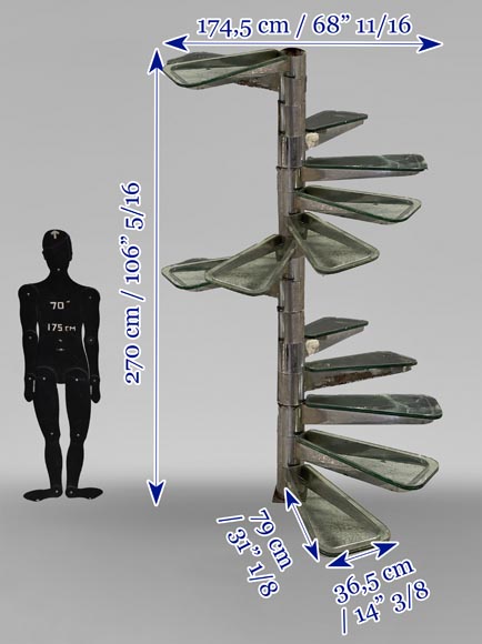 Escalier à colimaçon en verre et métal chromé-12