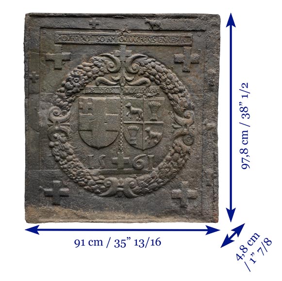 Plaque de cheminée de 1561 aux armes d’alliance de Jacques de Tige et de Blanche de Villelongue-9