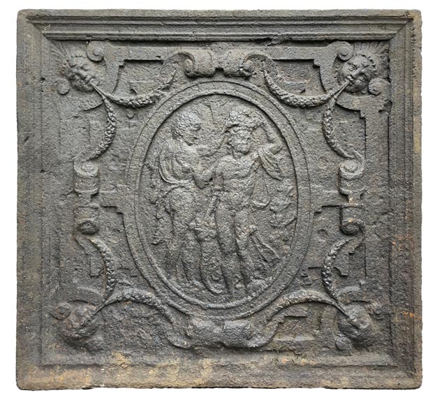 Plaque de cheminée Renaissance du XVIe siècle à décor de scène d’agriculture-0