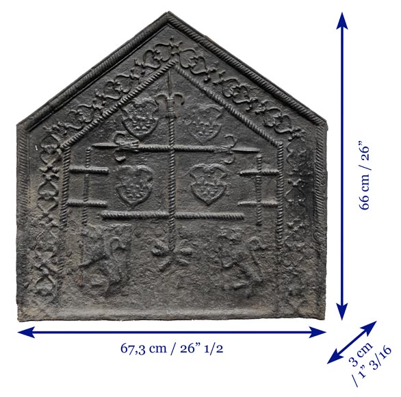 Plaque de cheminée du XVIe siècle aux armes d’Arnould Marchant de Criston-7