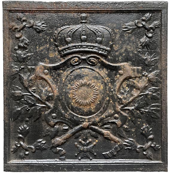 Plaque De Cheminée XIXe – 50x48 Cm, Fonte D'époque, état D'occasion