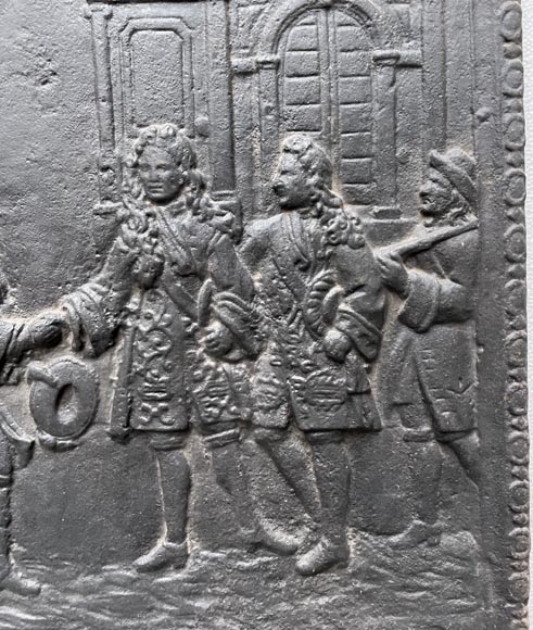 plaque de cheminée en fonte de fer décor le musicien saltimbanque . XIX siècle . | eBay