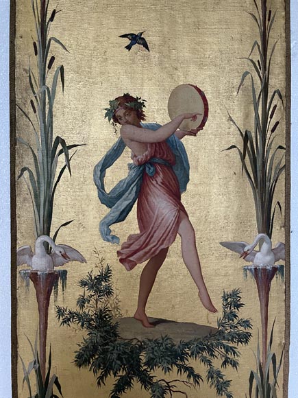 Paire de toiles décoratives sur le thème de la musique dans le goût du XVIIIe siècle-9