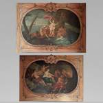 Paire de trumeaux de porte d'époque Louis XV figurants des scènes de la vie de Vénus