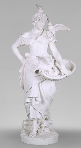 Femme aux oiseaux, probablement Vittorio Caradossi, marbre, 1887, Florence-0