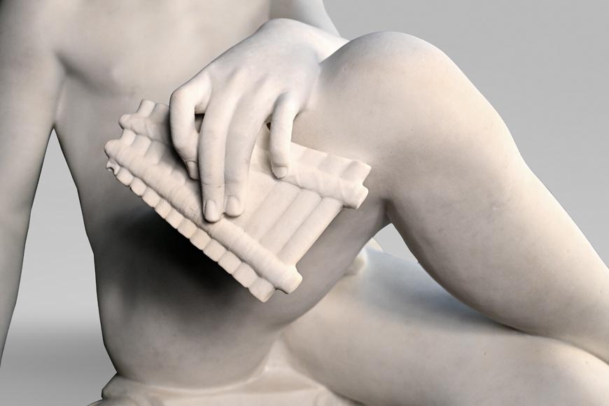 Pierre Marius MONTAGNE (attribué à), Mercure en marbre sculpté-3