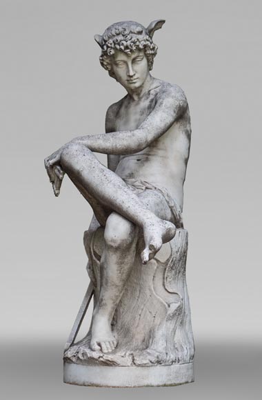 Pierre Marius MONTAGNE (attribué à), Mercure en marbre sculpté-5