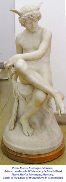 Attribué à Pierre Marius Montagne, Mercure en marbre sculpté-9