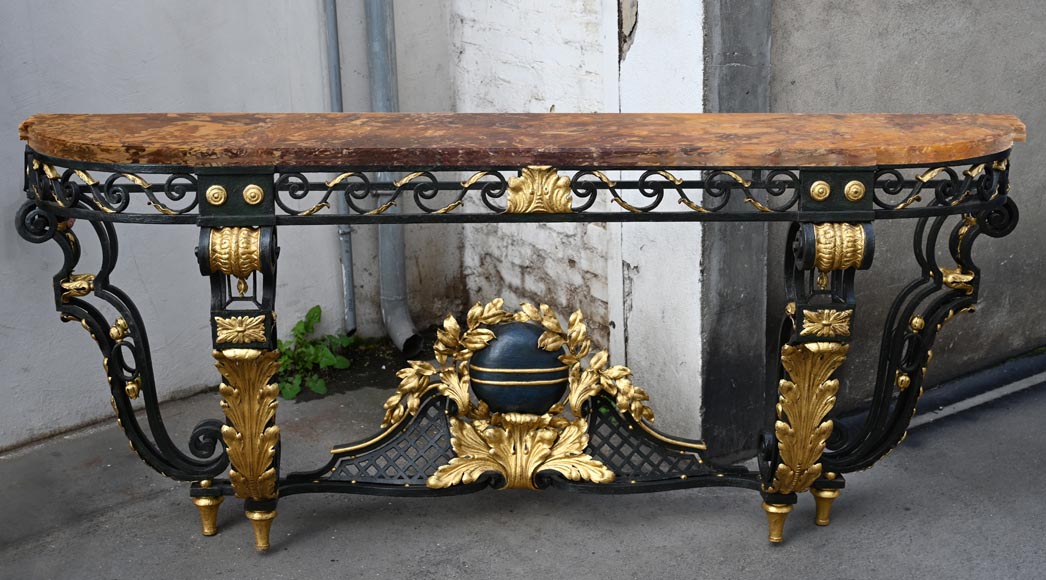 Grande console en fer forgé et en Brèche de Médous-0