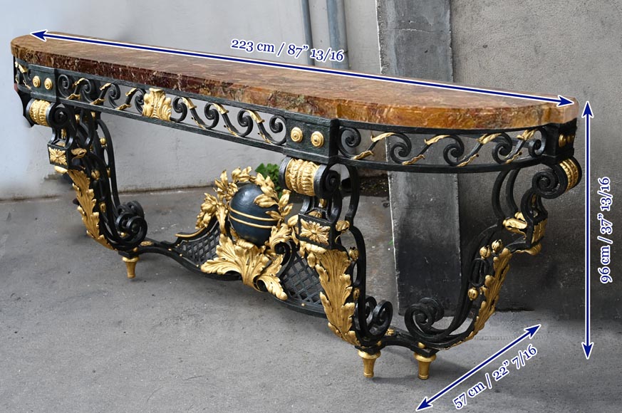 Grande console en fer forgé et en Brèche de Médous - Guéridons ...