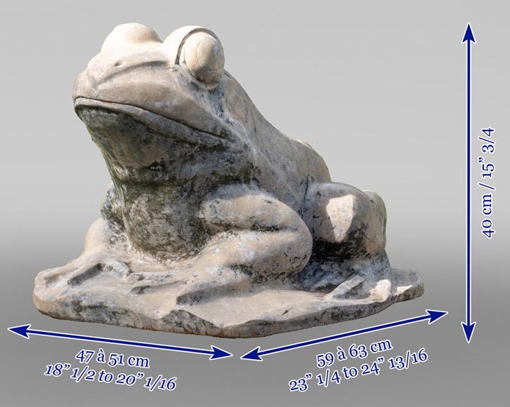 Paire de statues de grenouille en marbre des années 1950-5