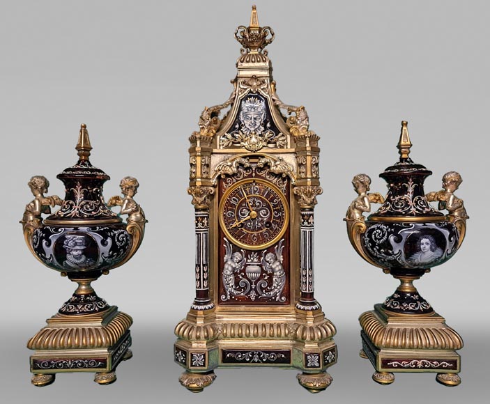 Paul SOYER, garniture de cheminée dans l’esprit de la Renaissance-0