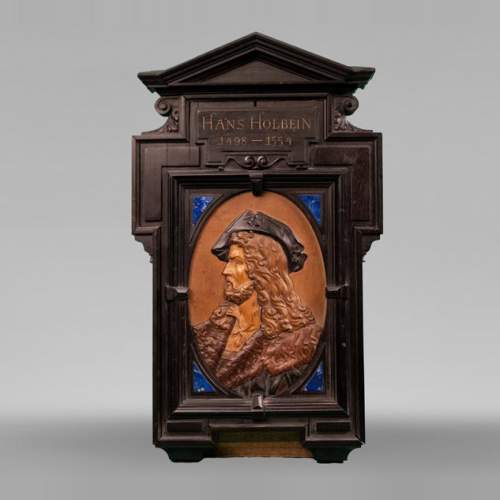 Portrait de Hans Holbein, un tableau en marqueterie de bois attribué à la Maison FOURDINOIS