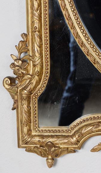 Miroir doré aux guirlandes de fleurs de style Louis XVI à parcloses et verre biseauté-6