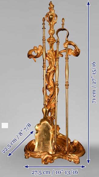 Serviteur de cheminée en bronze doré de style Louis XV-7
