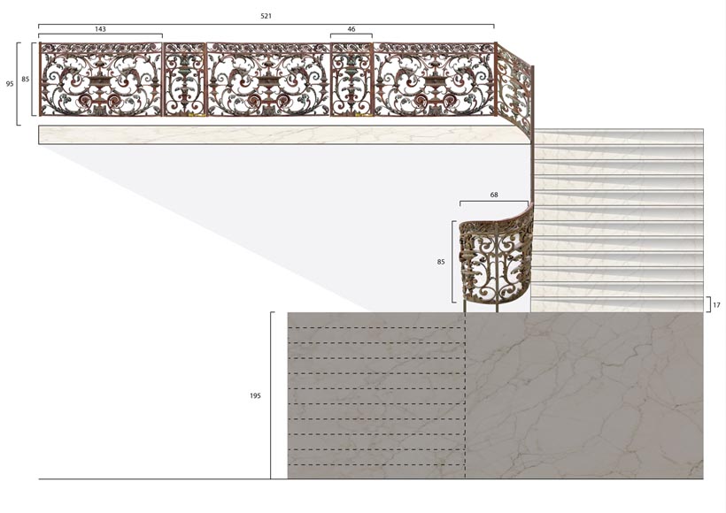 Exceptionnelle rampe d'escalier d'époque Napoléon III-19