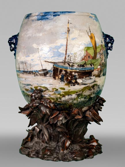 Un D cor Impressionniste Grand Vase En Fa ence De Louis Auguste LEP RE 