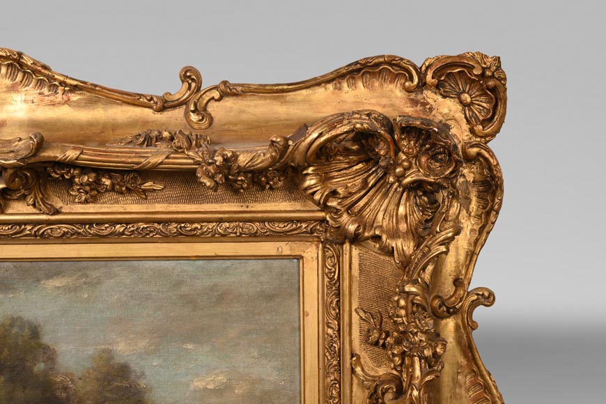 Tableaux Rococo Paysage dans le style de Camille COROT avec son cadre de style rococo ...