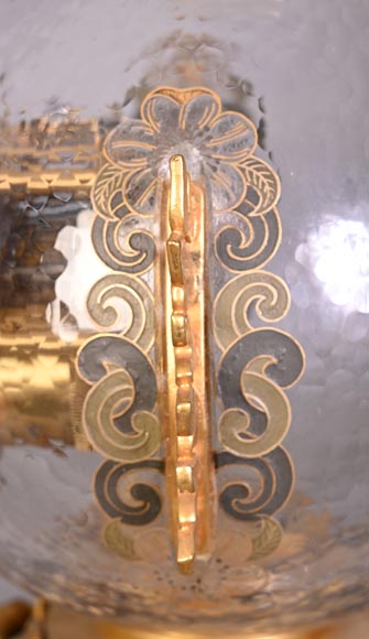 L’Escalier de CRISTAL,  Pendule japonisante en verre en forme de boule émergeant d’une fleur de lotus-10