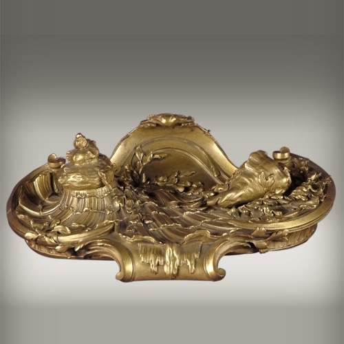 François LINKE (1855-1946) et Léon MESSAGÉ (1842-1901) (attribué à), « La Mer », Encrier en bronze doré
