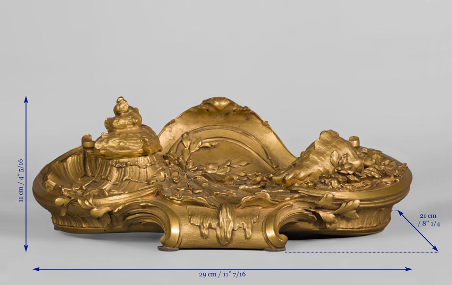 François LINKE (1855-1946) et Léon MESSAGÉ (1842-1901) (Att. à) - « La Mer », Encrier en bronze doré-9