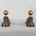 Paire de chenêts en bronze poli de style Napoléon III