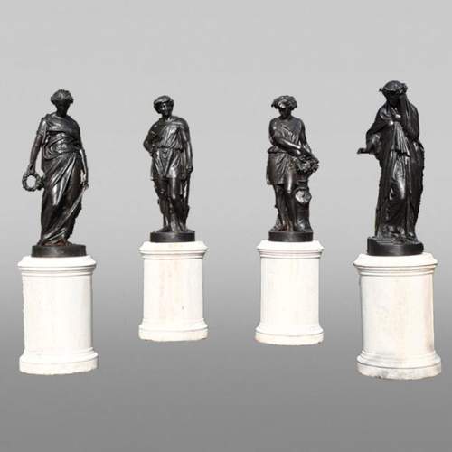 Mathurin MOREAU pour la FONDERIE DU VAL D’OSNE, “Les Quatre Saisons”, série de 4 statues en fonte représentant des allégories du printemps, de l'été, de l’automne et de l’hiver