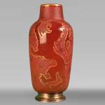 Frères DAUM, vase au lion rampant, vers 1893