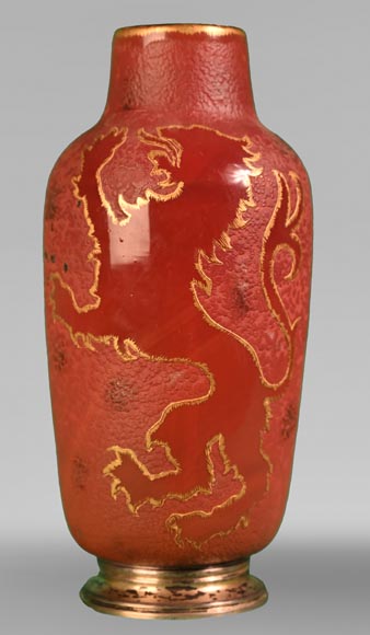 Frères DAUM, vase au lion rampant, vers 1893-0