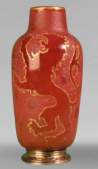 Frères DAUM, vase au lion rampant, vers 1893-2