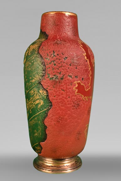 Frères DAUM, vase au lion rampant, vers 1893-2