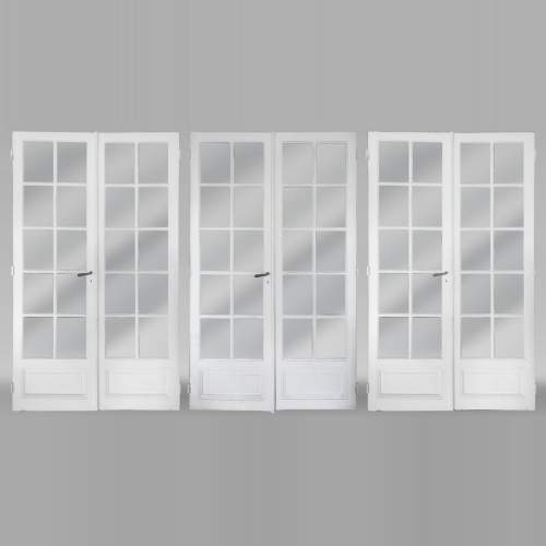 Ensemble de 3 double portes à petits carreaux