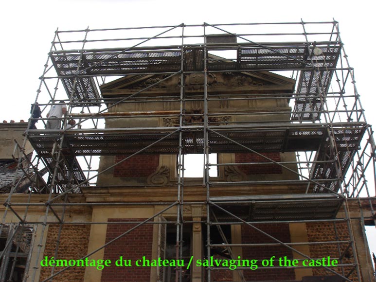 Monumental antique Neo-Renaissance style stone mantel coming from the Chateau of Montgeon_fr