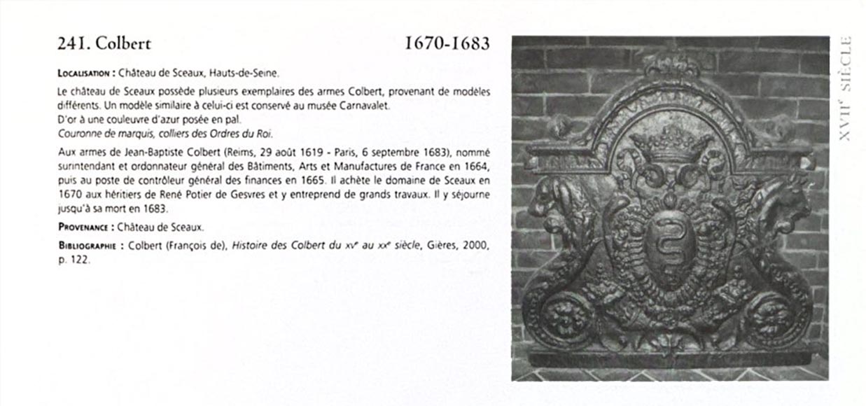 Plaque de cheminée aux serpents, aux armes de Colbert-9