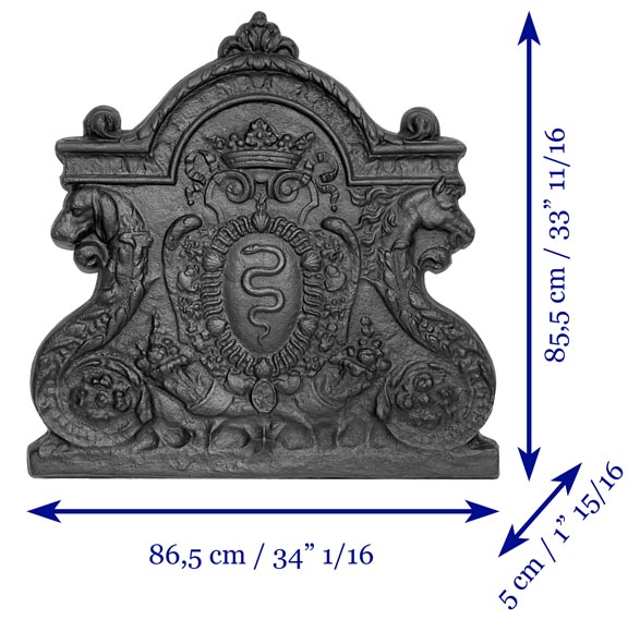 Plaque de cheminée aux serpents, aux armes de Colbert-10