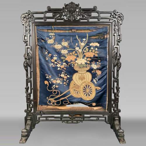Pare étincelle de style japonisant en bois noirci