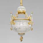 BACCARAT (Attribué à) - Lustre oriental en cristal et bronze doré inspiré d'une lampe de mosquée