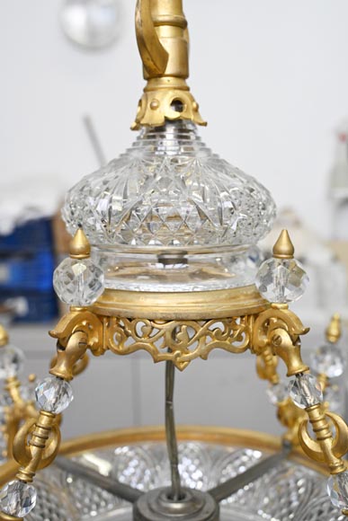 BACCARAT (Attribué à) - Lustre oriental en cristal et bronze doré inspiré d'une lampe de mosquée-2