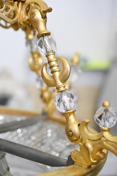 BACCARAT (Attribué à) - Lustre oriental en cristal et bronze doré inspiré d'une lampe de mosquée-6